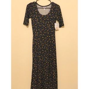 NWT XS LuLaRoe Ana black floral maxi